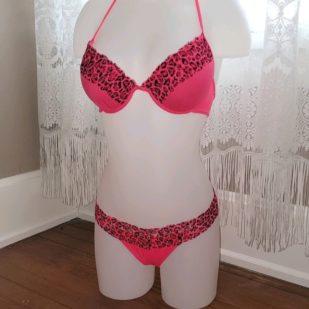 Victoria's Secret PINK Leopard Trim Bikini